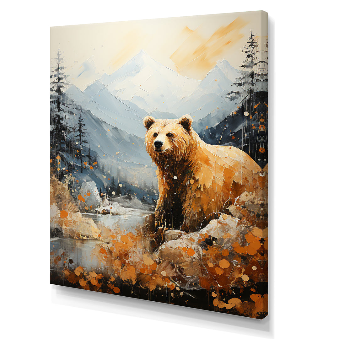 Majestic Mountain And Bear - Bear Canvas Wall Art
