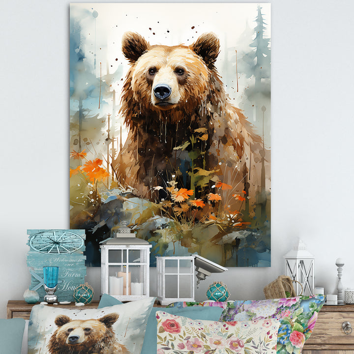 Watercolor Of Grizzly Bear In Its Haven - Bear Wall Decor
