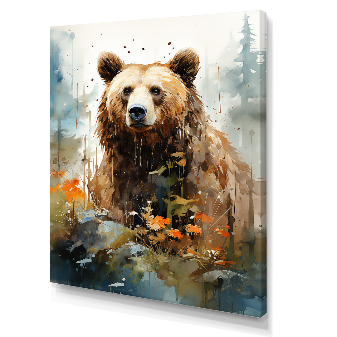 Watercolor Of Grizzly Bear In Its Haven - Bear Wall Decor