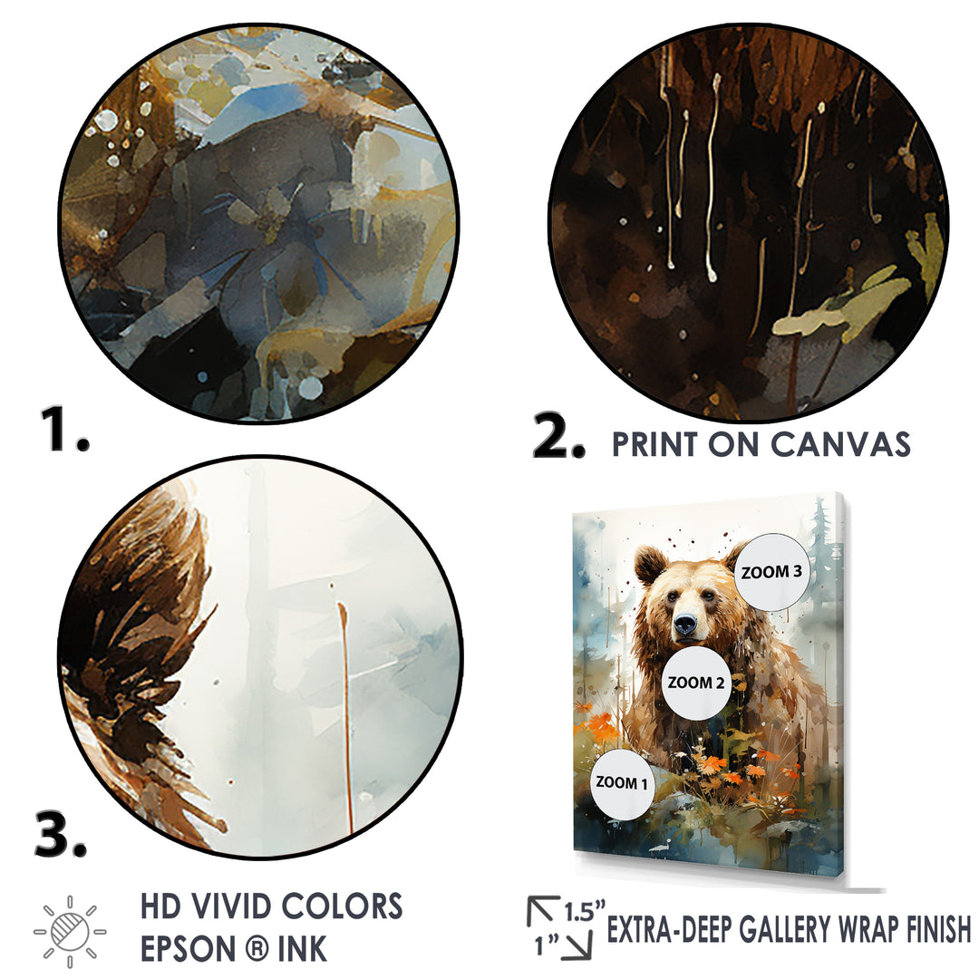 Watercolor Of Grizzly Bear In Its Haven - Bear Wall Decor