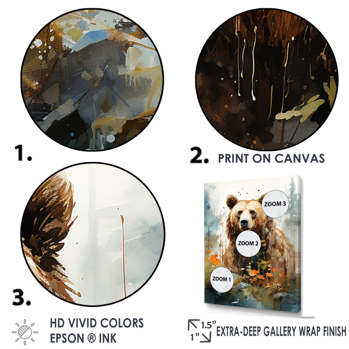 Watercolor Of Grizzly Bear In Its Haven - Bear Wall Decor