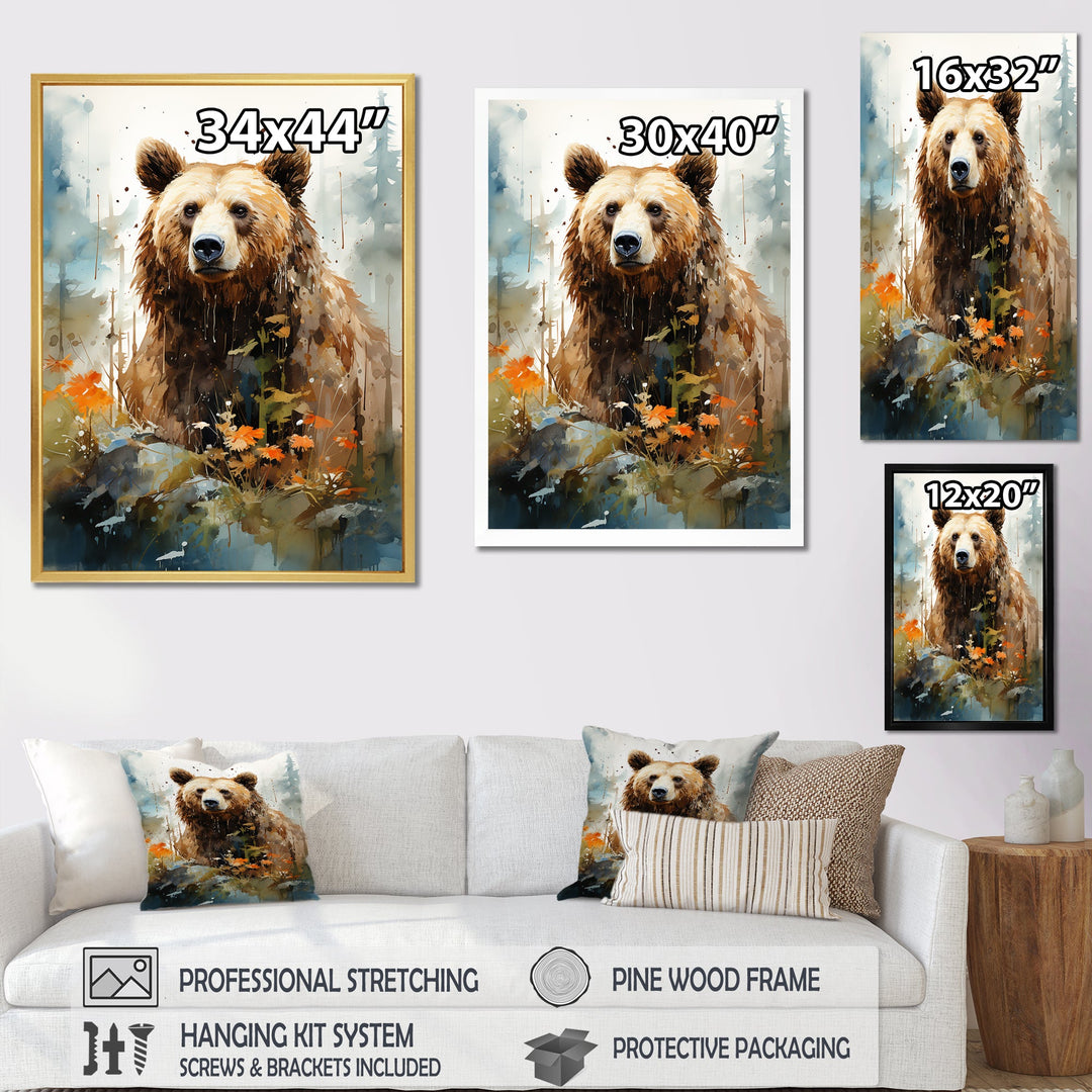 Watercolor Of Grizzly Bear In Its Haven - Bear Wall Decor