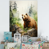 Watercolor Grizzly Bear In Its Haven - Bear Wall Art Prints