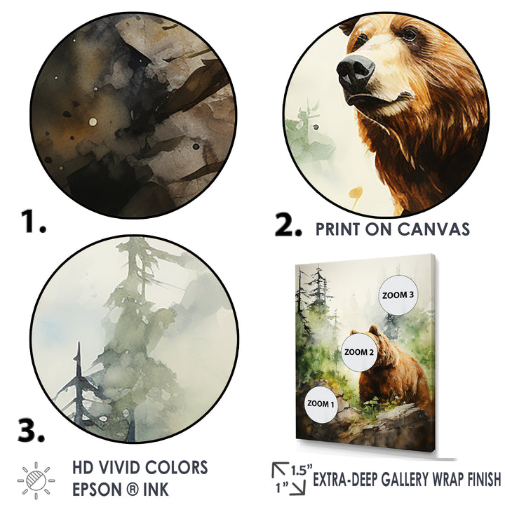 Watercolor Grizzly Bear In Its Haven - Bear Wall Art Prints