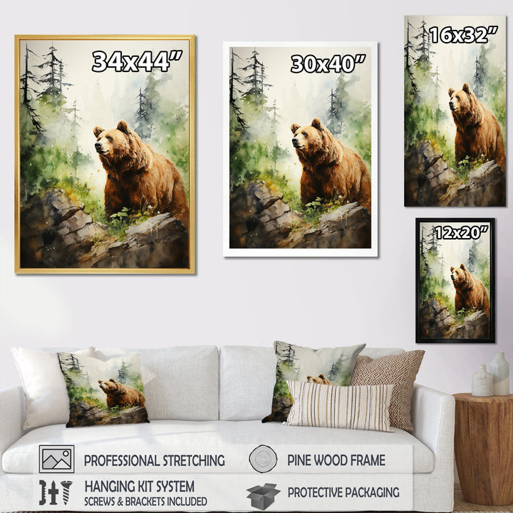 Watercolor Grizzly Bear In Its Haven - Bear Wall Art Prints