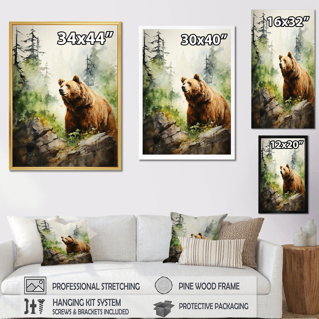 Watercolor Grizzly Bear In Its Haven - Bear Wall Art Prints