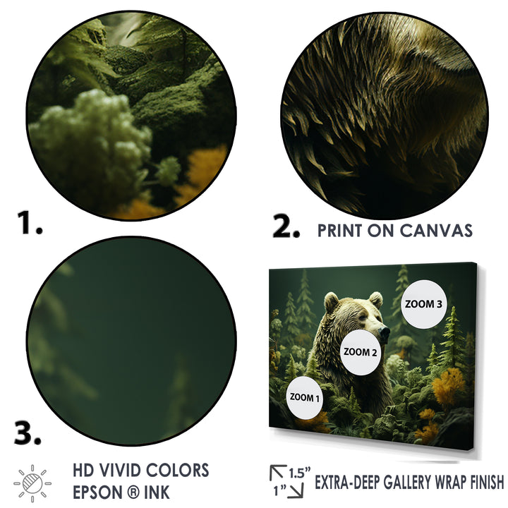 Whimsical Grizzly Bears In Forest - Bear Wall Art Prints