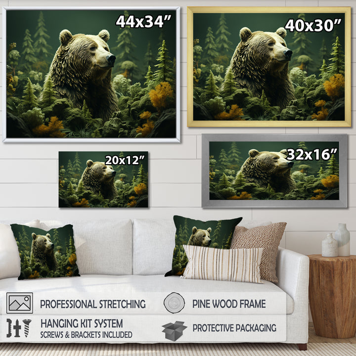 Whimsical Grizzly Bears In Forest - Bear Wall Art Prints