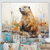 Minimalism Brown Beaver - Beaver Framed Canvas Art
