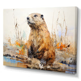 Minimalism Brown Beaver - Beaver Framed Canvas Art