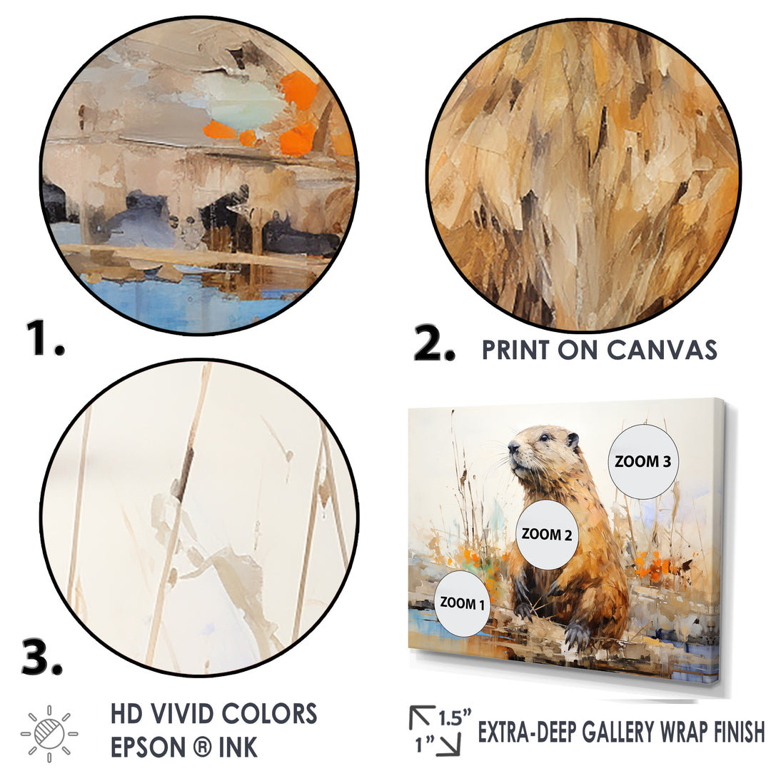 Minimalism Brown Beaver - Beaver Framed Canvas Art