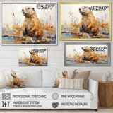Minimalism Brown Beaver - Beaver Framed Canvas Art