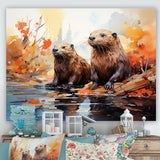 Portrait Of Beavers Habitat - Beaver Living Room Wall Art