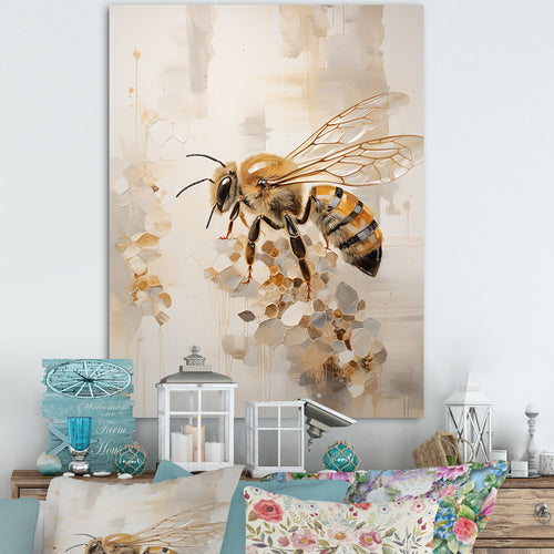 Minimalism Buzzing Bee - Bee Canvas Wall Art