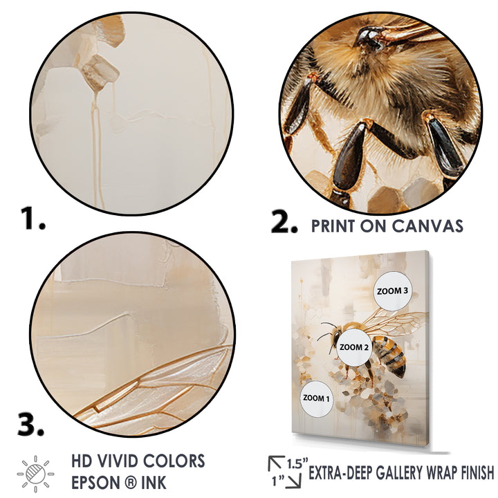 Minimalism Buzzing Bee - Bee Canvas Wall Art