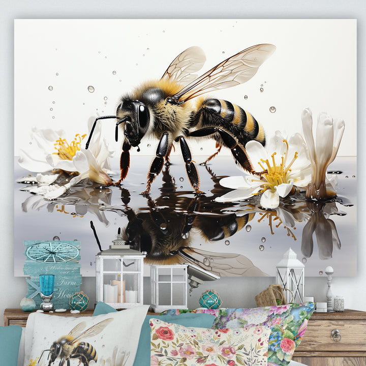 Minimalism Bee Reflection On Water - Bee Wall Decor