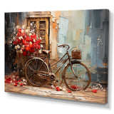 Crimson Ride Red Flowers - Bicycle Canvas Wall Art