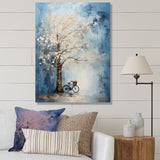 Indigo Intrigue White Tree - Bicycle Canvas Wall Art