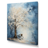 Indigo Intrigue White Tree - Bicycle Canvas Wall Art