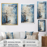Indigo Intrigue White Tree - Bicycle Canvas Wall Art