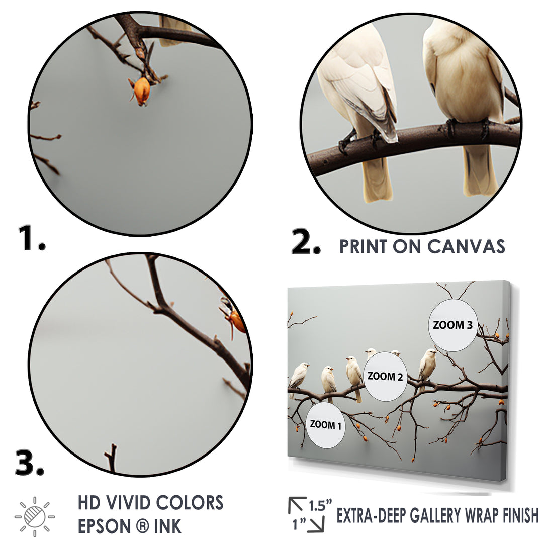 Contemporary Flock Of Birds On Branch - Bird Home Decor Art