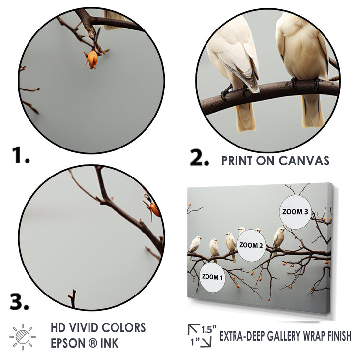 Contemporary Flock Of Birds On Branch - Bird Home Decor Art
