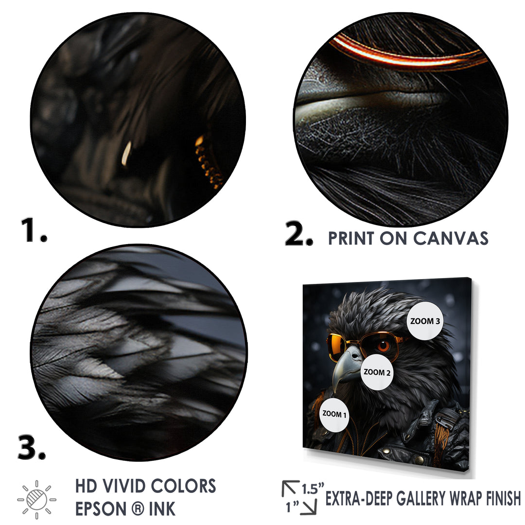 Cool Black Bird Noir Aviators - Bird Living Room Wall Art