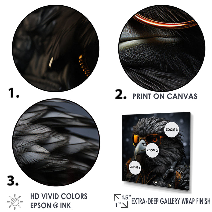 Cool Black Bird Noir Aviators - Bird Living Room Wall Art