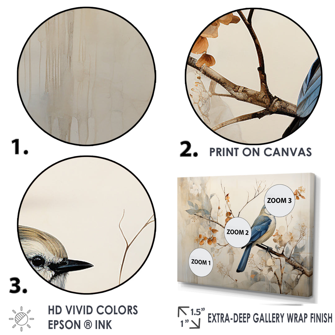 Minimalism Bird On Branch - Bird Floral Wall Decor