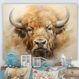 Minimalism Bison Head - Bison Canvas Wall Art