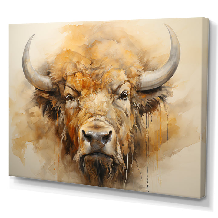 Minimalism Bison Head - Bison Canvas Wall Art