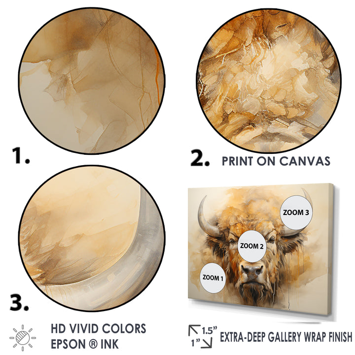 Minimalism Bison Head - Bison Canvas Wall Art