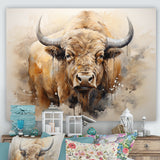 Minimalism Bison Portrait - Bison Canvas Wall Art