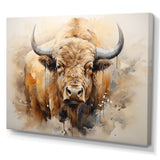 Minimalism Bison Portrait - Bison Canvas Wall Art