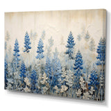 Elegant Blue And Beige Bonnets Meadow - Floral Canvas Wall Art