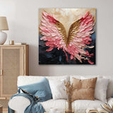 Pink And Gold Angel Wings - Abstract Canvas Wall Art