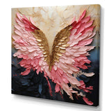 Pink And Gold Angel Wings - Abstract Canvas Wall Art