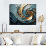 Gold And Blue Vortex Poteries - Abstract Canvas Wall Art