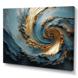 Gold And Blue Vortex Poteries - Abstract Canvas Wall Art