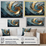 Gold And Blue Vortex Poteries - Abstract Canvas Wall Art