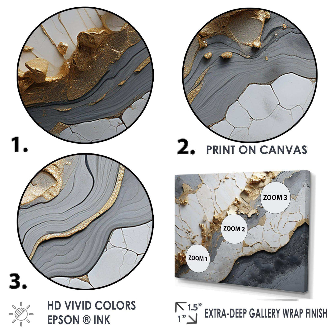 Minimalism White Gold Poteries - Abstract Canvas Wall Art