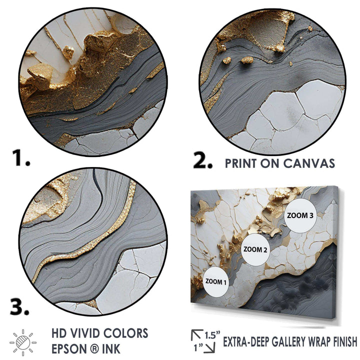 Minimalism White Gold Poteries - Abstract Canvas Wall Art