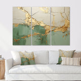 Green Gold Minimalism Poteries - 3-Piece Canvas Wall Art