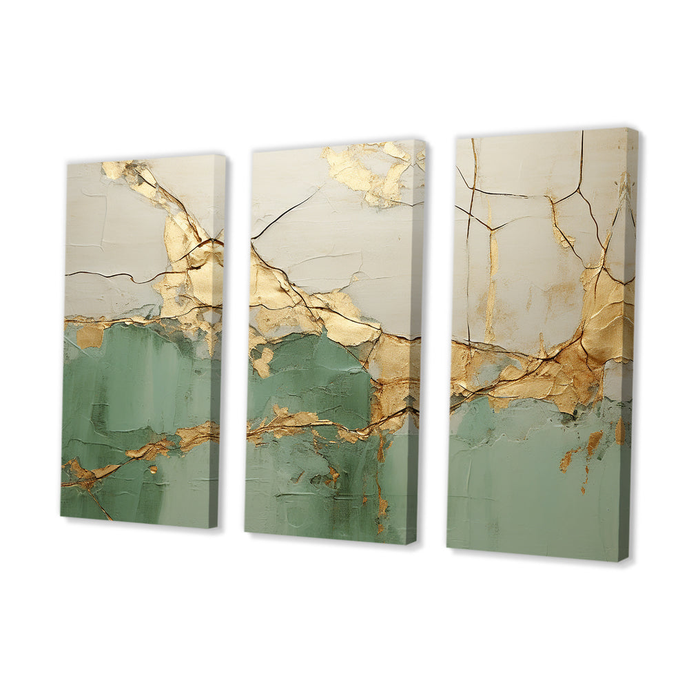 Green Gold Minimalism Poteries - Multi-Panels