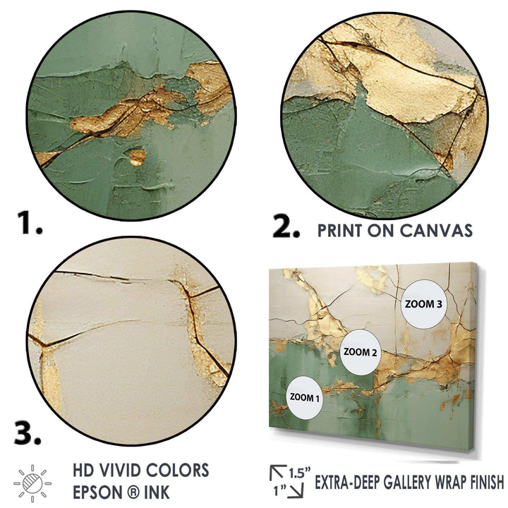 Green Gold Minimalism Poteries - Abstract Canvas Wall Art