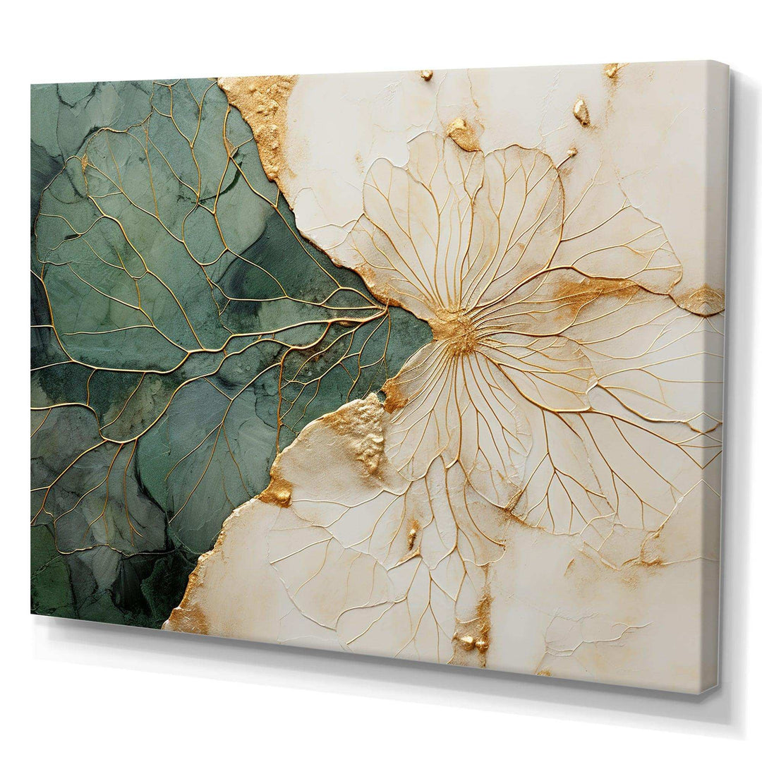 Green Gold Minimalism Poteries I - Abstract Canvas Wall Art