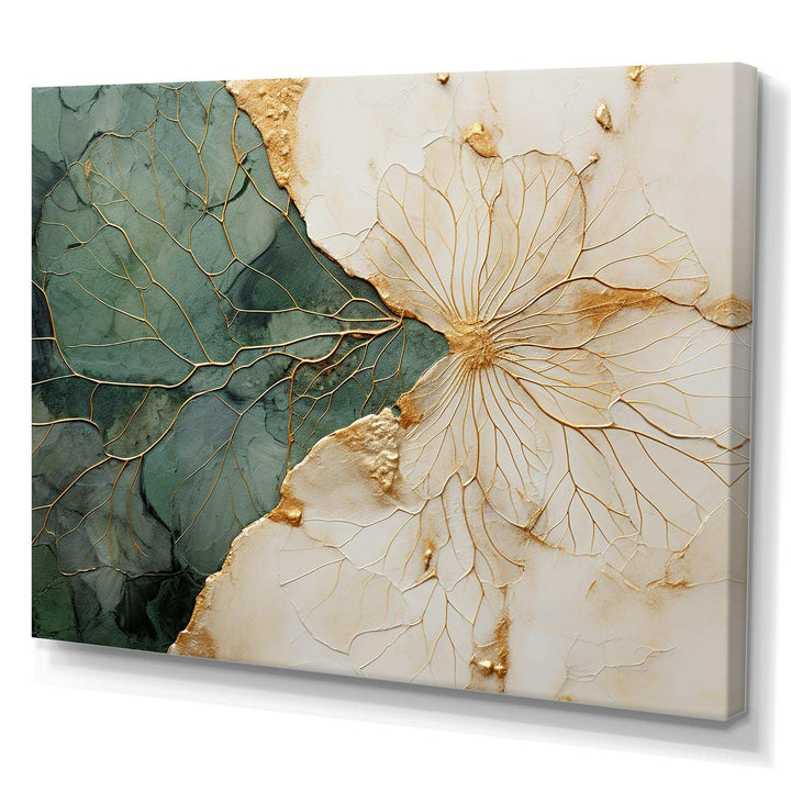 Green Gold Minimalism Poteries I - Abstract Canvas Wall Art