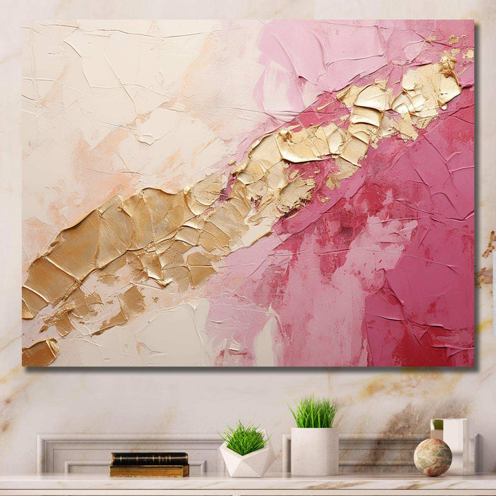 Pink Gold Minimalism Poteries I - Abstract Canvas Wall Art