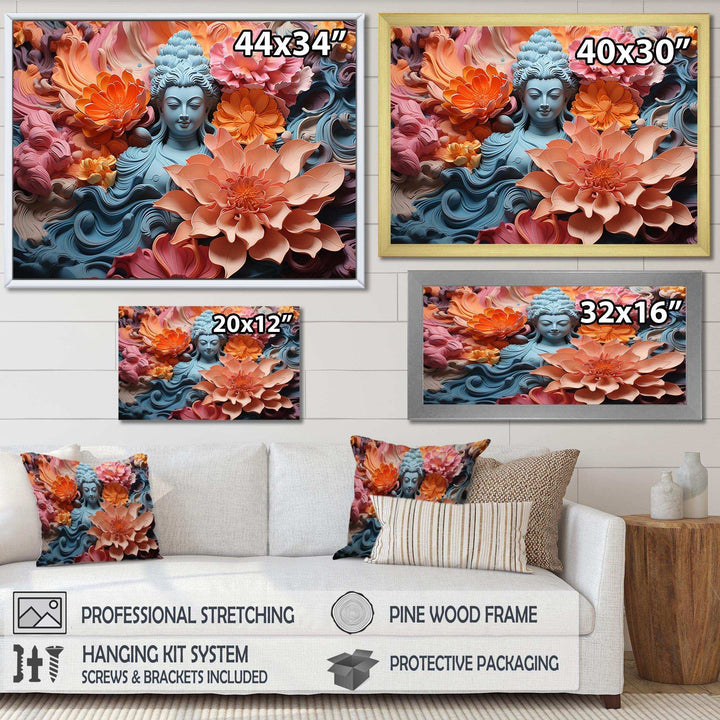 Blooming Buddhism Statue I - Spiritual Canvas Wall Art