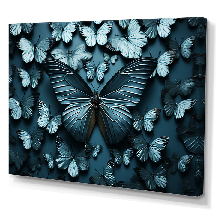 Deep Charcoal Tones Depict Butterflies - Butterfly Canvas Wall Art